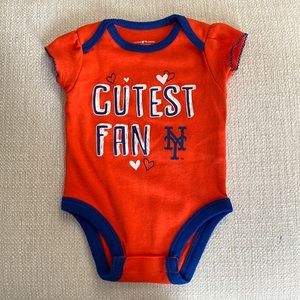 NWOT NY Mets Baby Girl “Cutest Fan” Body Suit, 0-3m